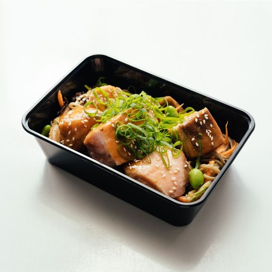 Miso Glaze Salmon & Japanese Soba Noodle Salad - At Home Meal