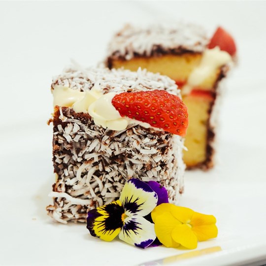 Lamington -  filled with jam and cream