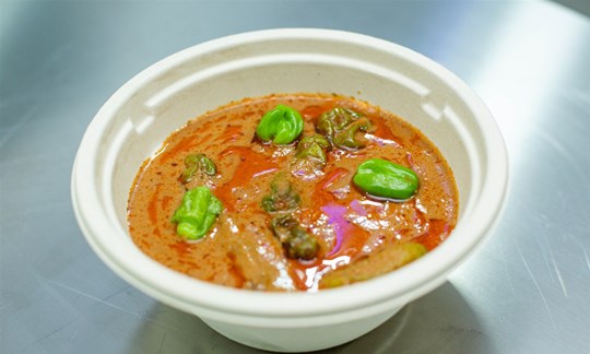 Beef Groundnut Soup with your choice of side (Kokontey, Riceballs, Banku)