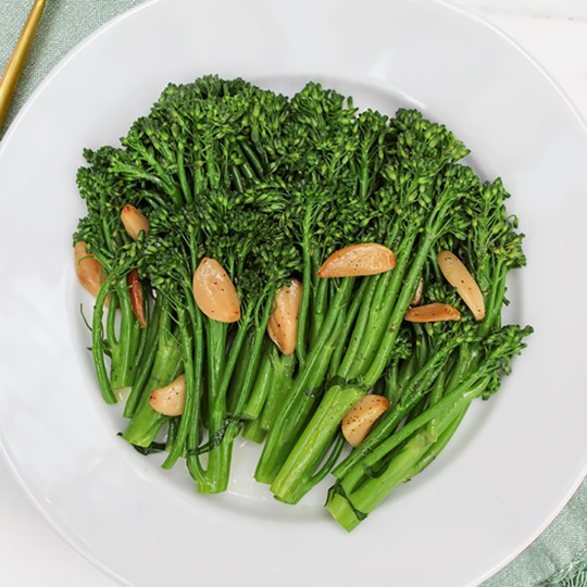 Oven Roasted Broccolini with Roasted Garlic
