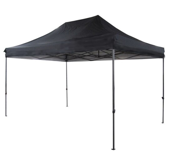 3m x 3m black pop up mini marquee. requires 8 weights