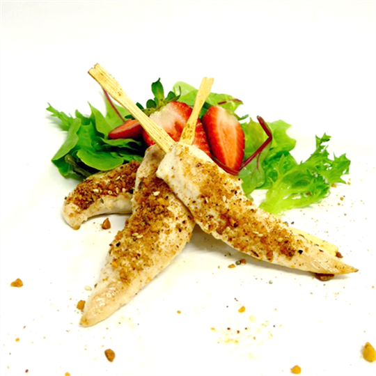 Pistachio Dukka crusted Chicken Tenderloin with Lime Mayonaise (g/f) (min 10)