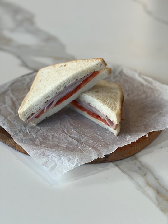 Individual Ham Cheese Tomato Sandwich on White