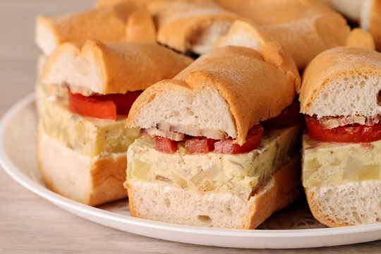 Bacon & Frittata Sandwiches on Gluten-Free Baguette