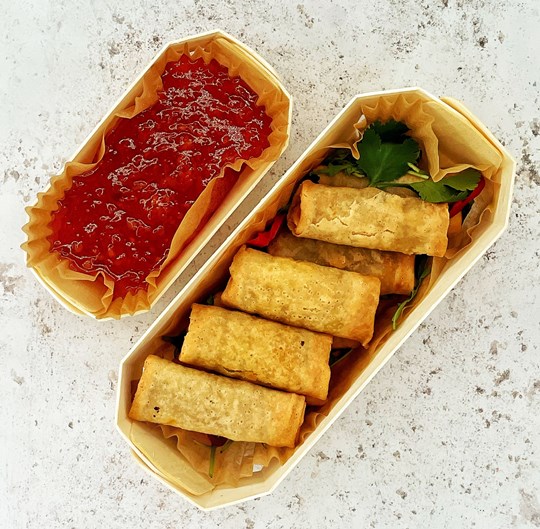 Vegetable Spring Rolls with a Sweet Chili Dip