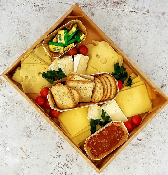 Continental Sliced Cheese Breakfast Sharing Box with Crackers & Pickle