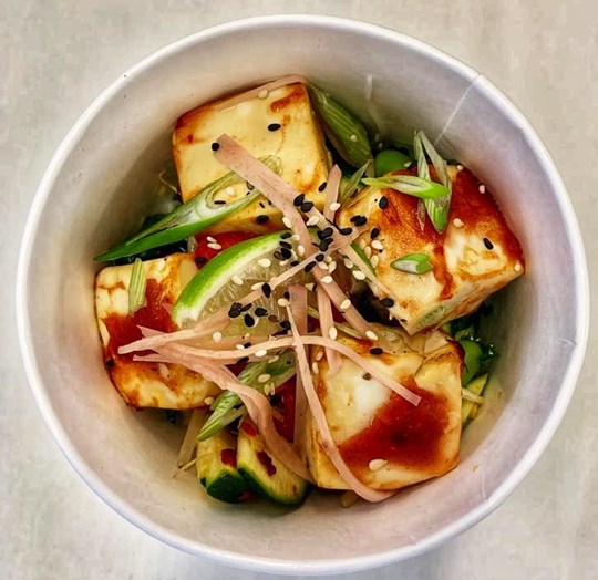 Sesame Sweet Chilli Baked Tofu 'Pho' Noodle Soup  ( Vegan )