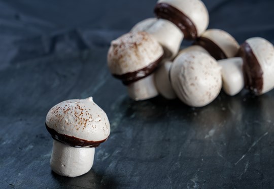 Mushroom shaped meringues