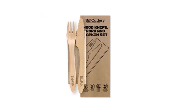 Wooden Knife, Fork & Napkin Set