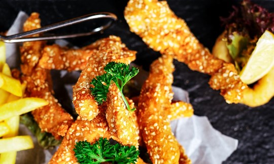 Chicken strips with honey mustard mayonnaise