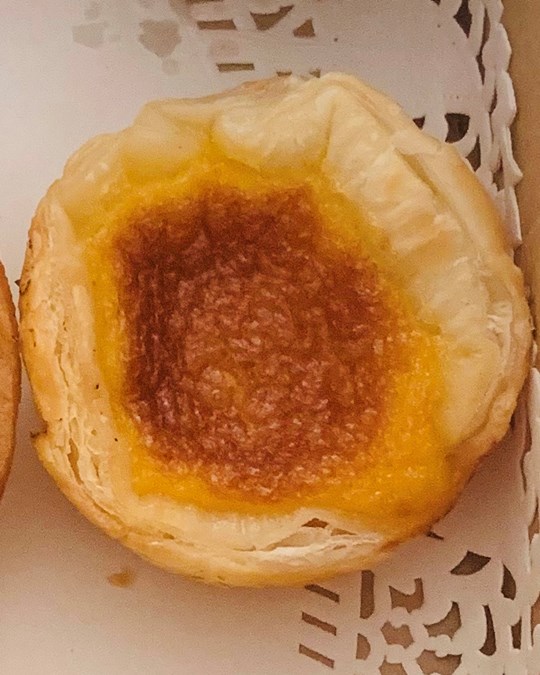 2 Home baked Portuguese Tarts with double cream