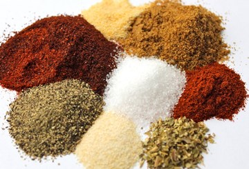 Dry seasonings/Spices (i.e. salt, white sugar, brown sugar, etc.)