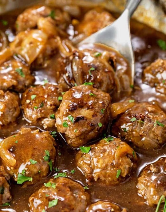 Pork and Veal Meatballs in Gravy with Potato Mash and Greens- Large Tray  (Serves 4-6)