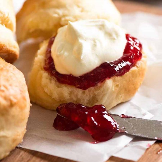 Scones with chantilly cream and jam