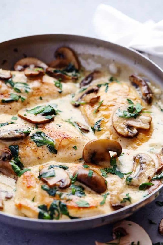Creamy Chicken & Mushrooms with Steamed Rice - Large Tray  (Serves 4-6)