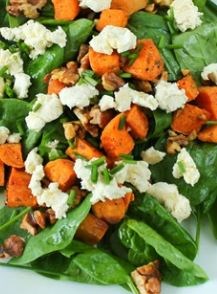 Sweet Potato & Baby Spinach Salad (serves 3-4 as a side salad)