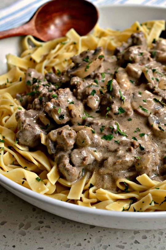 Beef Stroganoff with pasta - Large Tray  (Serves 4-6)